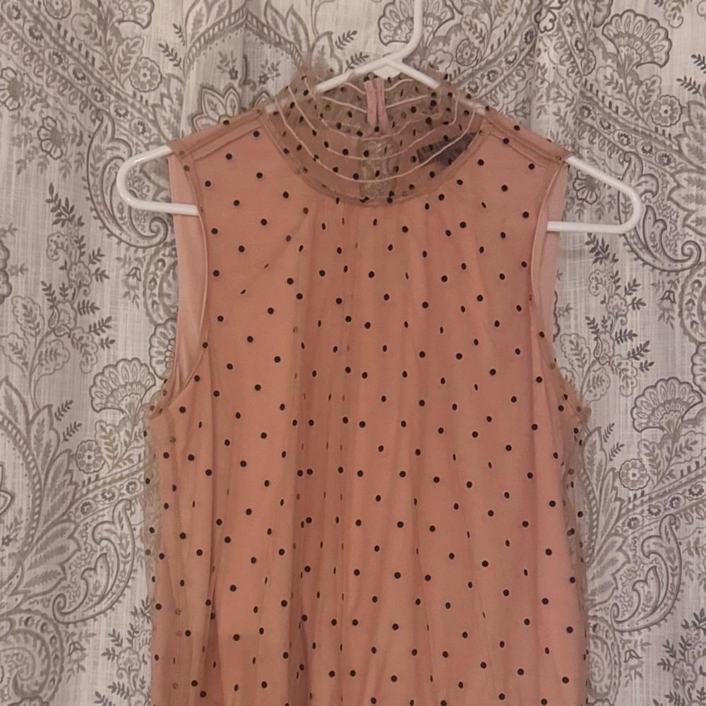 Banana Republic Sleeveless Nude Polka Dot Shell Turtleneck NWT Size S
